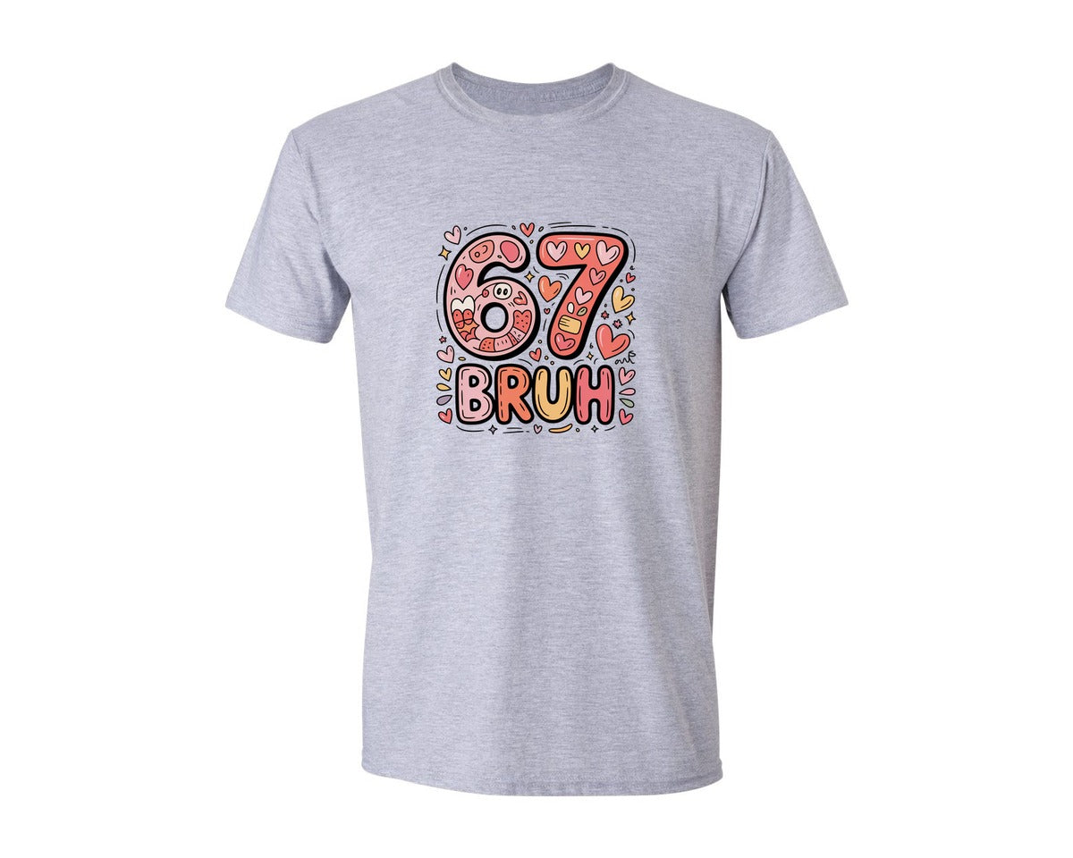 brand:Generic|color:Sports Grey / Athletic Heather|Valentine 6 7 67 Six Seven Graphic T-Shirt