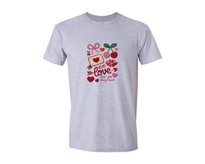 brand:Generic|color:Sports Grey / Athletic Heather|Valentine Love You Cherry Much 2 Graphic T-Shirt