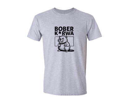 brand:Generic|color:Sports Grey / Athletic Heather|Bober Krwa Funny Polish Beaver Meme Graphic T-Shirt