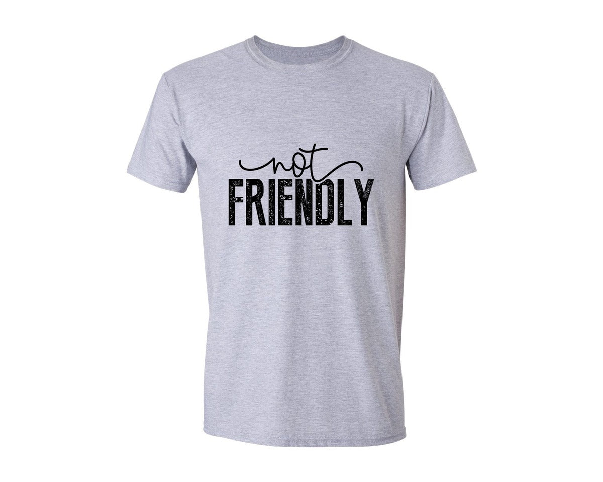 brand:Generic|color:Sports Grey / Athletic Heather|Not Friendly Funny Quote Graphic T-Shirt
