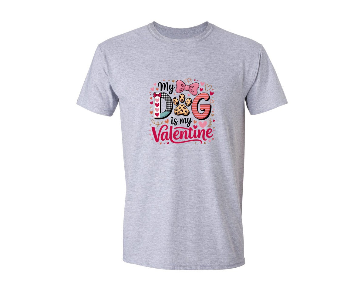 brand:Generic|color:Sports Grey / Athletic Heather|My Dog Is My Valentine Valentine 2 Graphic T-Shirt