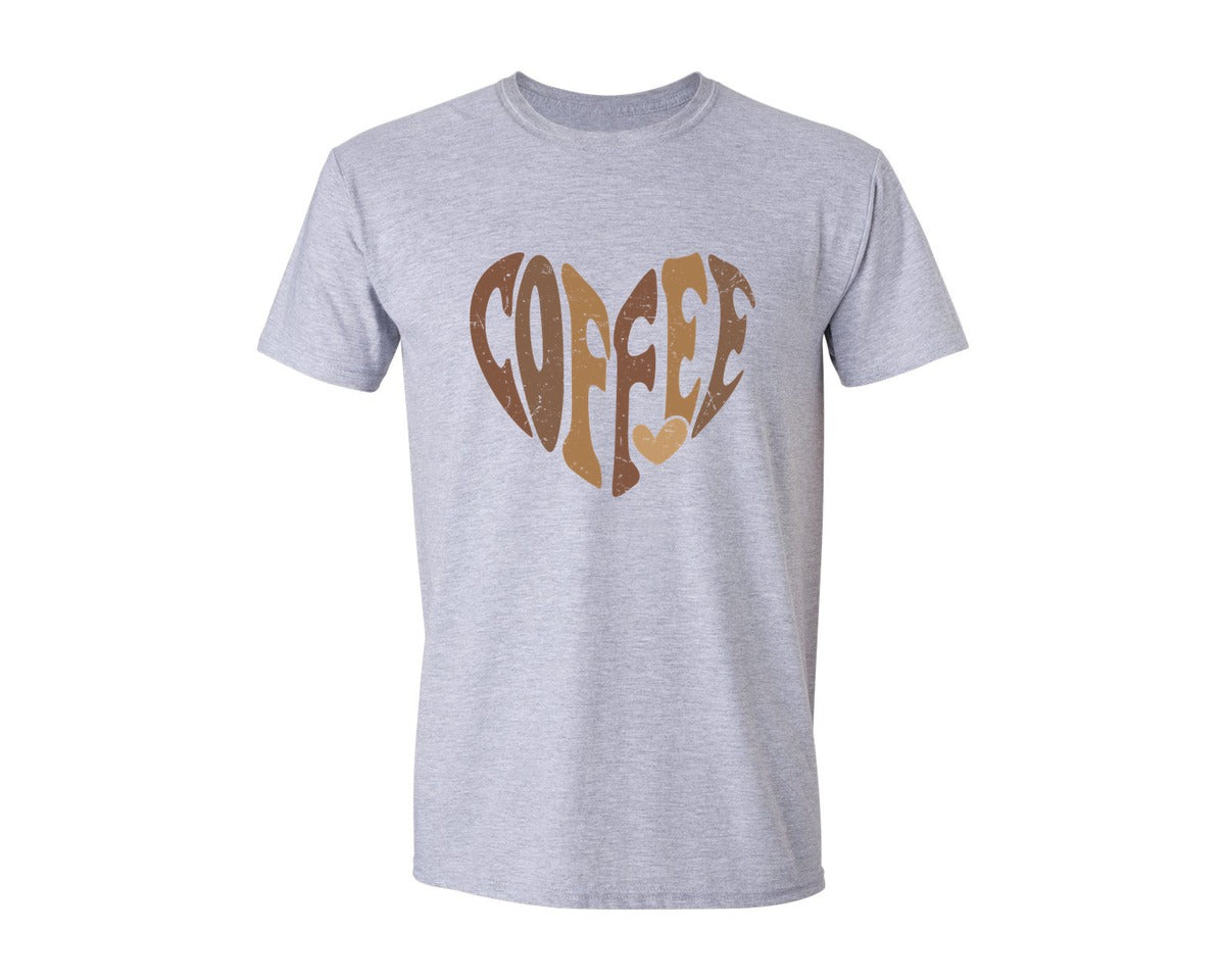 brand:Generic|color:Sports Grey / Athletic Heather|Retro Coffee Groovy Heart Graphic T-Shirt