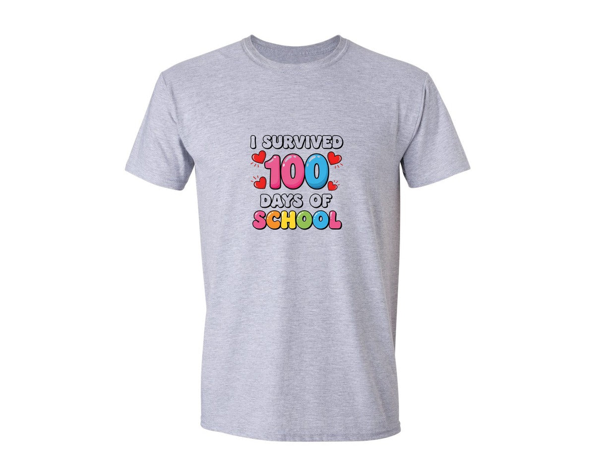 brand:Generic|color:Sports Grey / Athletic Heather|I Survived 100 Days Of School 35 Graphic T-Shirt