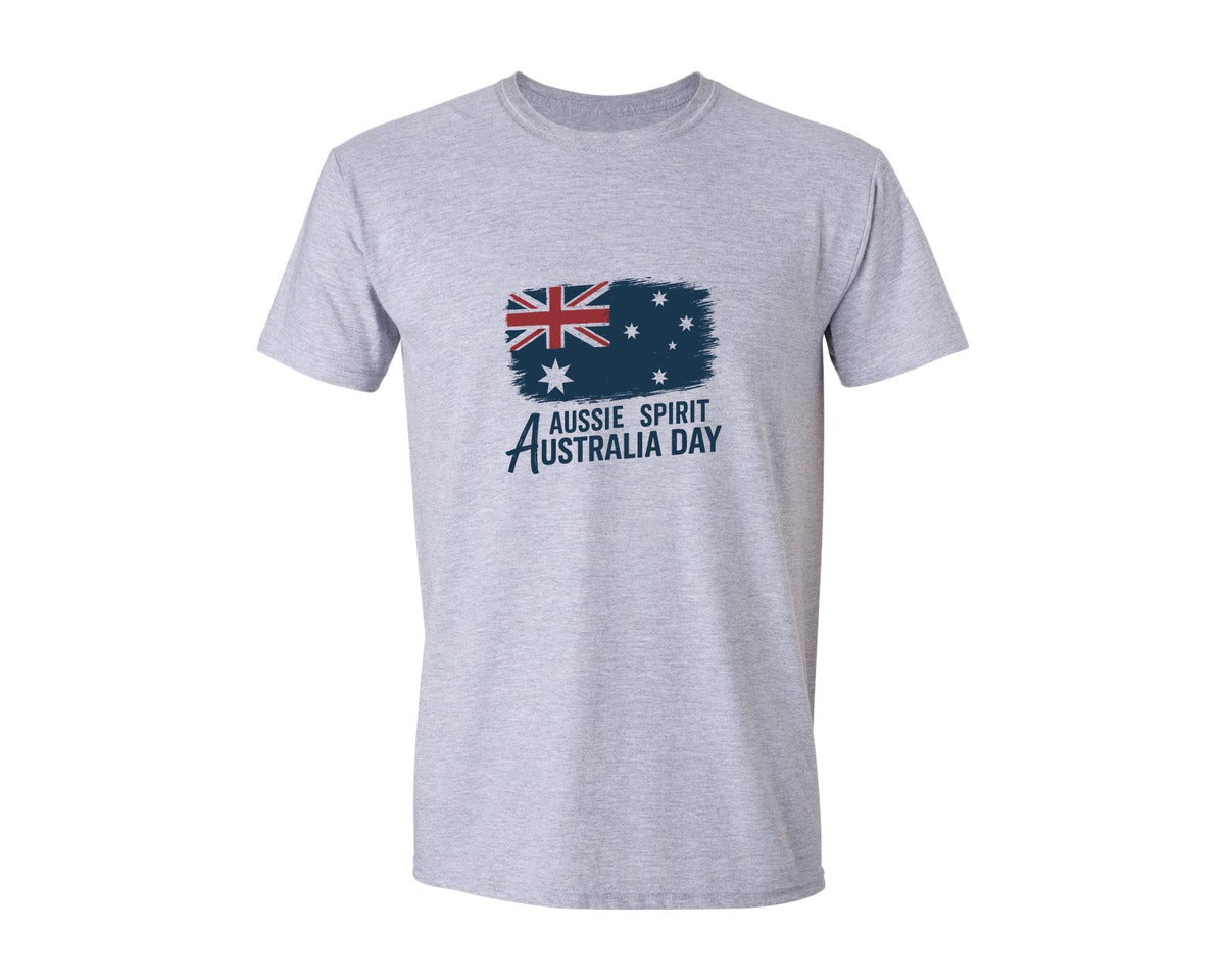 brand:Generic|color:Sports Grey / Athletic Heather|Grunge Aussie Spirit Flag Design Graphic T-Shirt