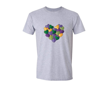 brand:Generic|color:Sports Grey / Athletic Heather|Mardi Gras Heart Painted Carnival S Graphic T-Shirt