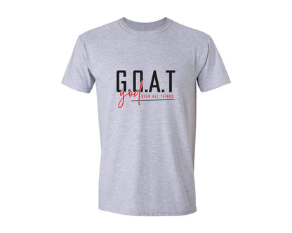 brand:Generic|color:Sports Grey / Athletic Heather|God Over All Things Shirt Design Graphic T-Shirt