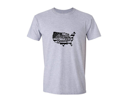 brand:Generic|color:Sports Grey / Athletic Heather|America The Beautiful American Flag Graphic T-Shirt