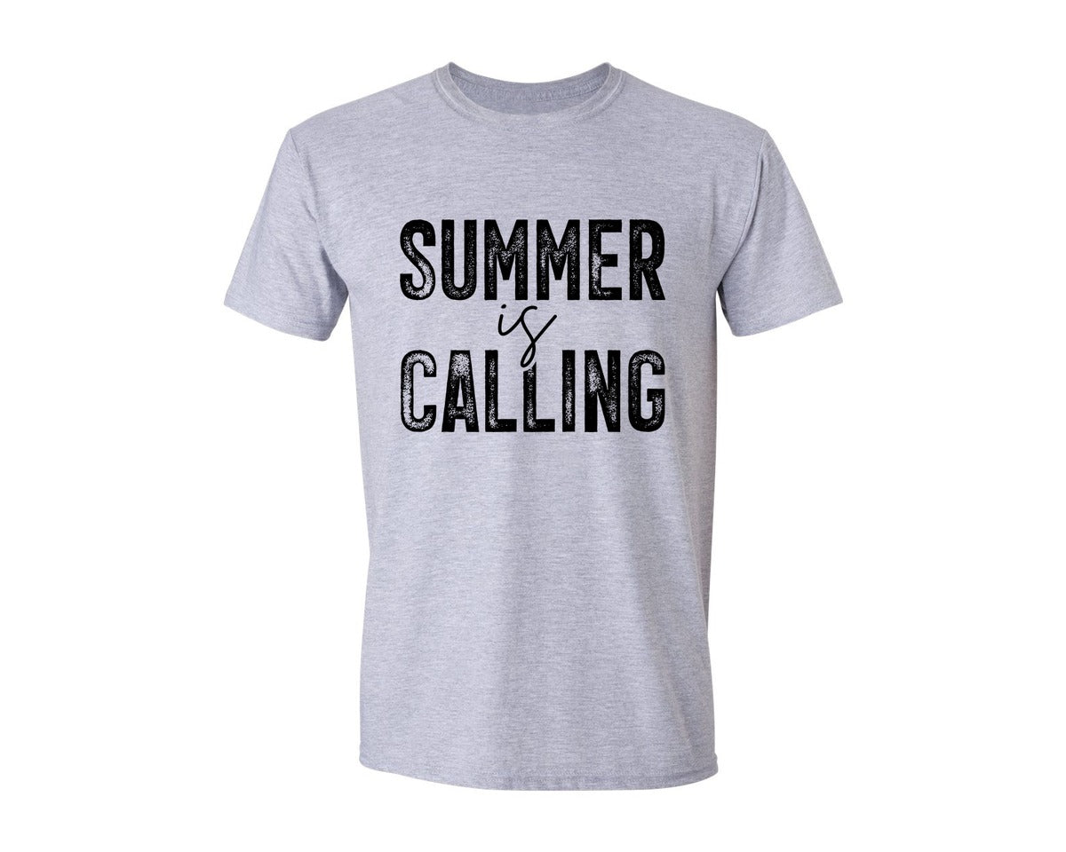 brand:Generic|color:Sports Grey / Athletic Heather|Summer Is Calling Distressed Retro Graphic T-Shirt