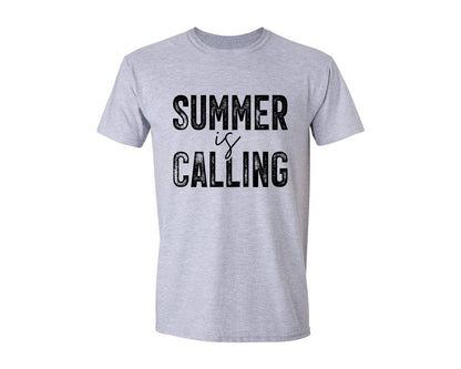 brand:Generic|color:Sports Grey / Athletic Heather|Summer Is Calling Distressed Retro Graphic T-Shirt