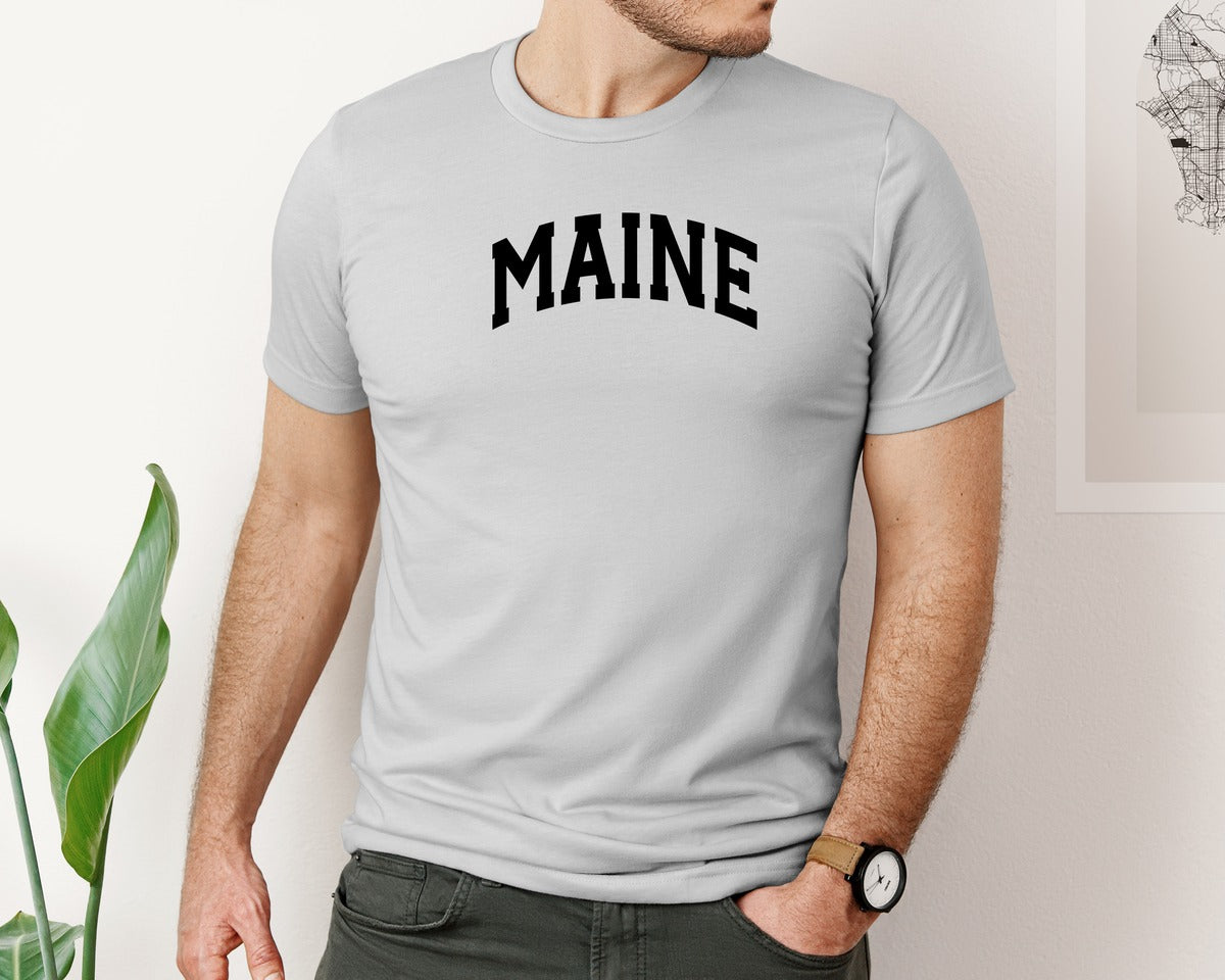 brand:Bella Canvas|color:Sports Grey / Athletic Heather|Maine Usa City State Shirt Graphic T-Shirt
