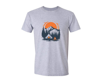 brand:Generic|color:Sports Grey / Athletic Heather|Sunset Camping Adventure T Shirt Design 3 Graphic T-Shirt