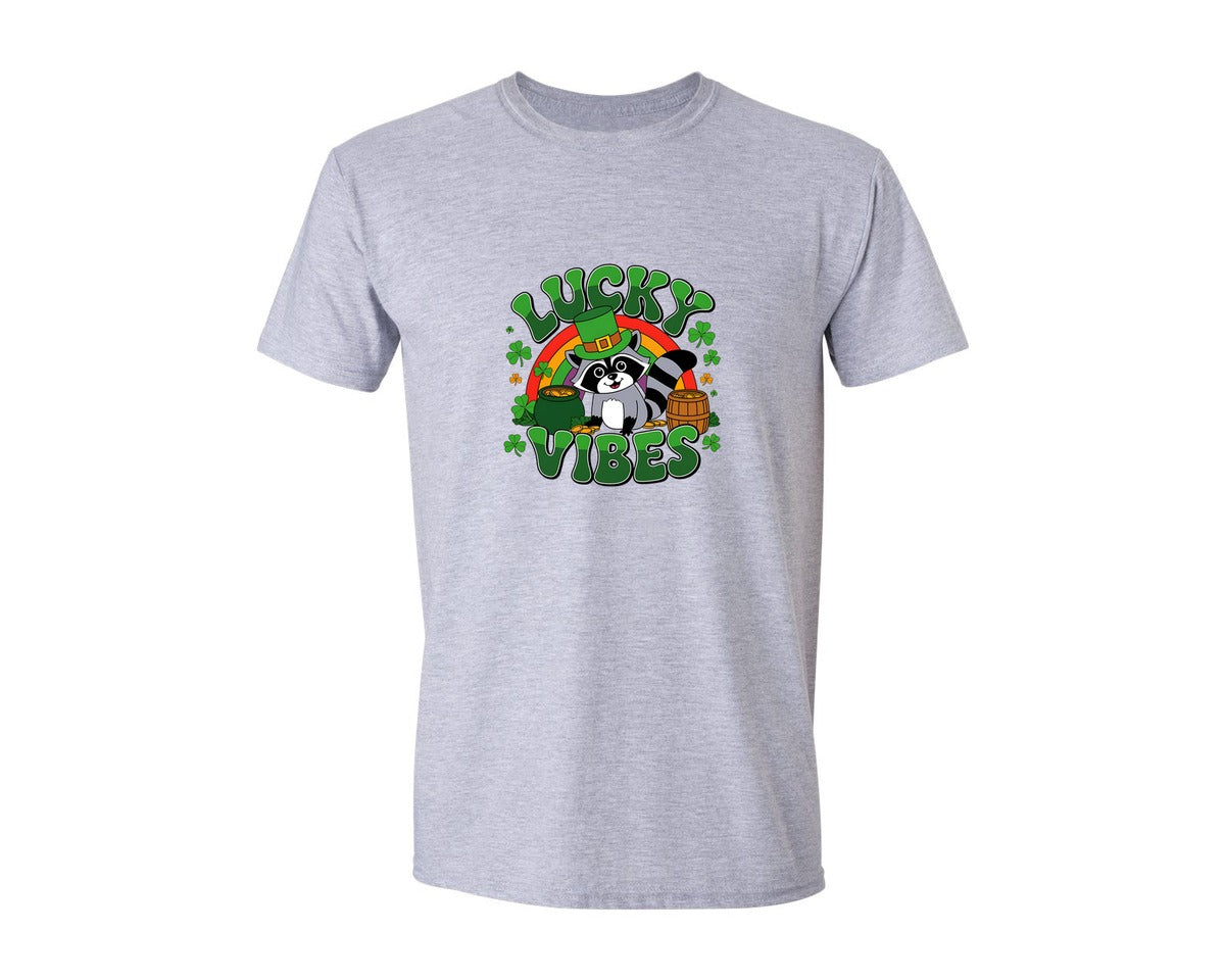 brand:Generic|color:Sports Grey / Athletic Heather|St Patricks Day Raccoon Graphic T-Shirt