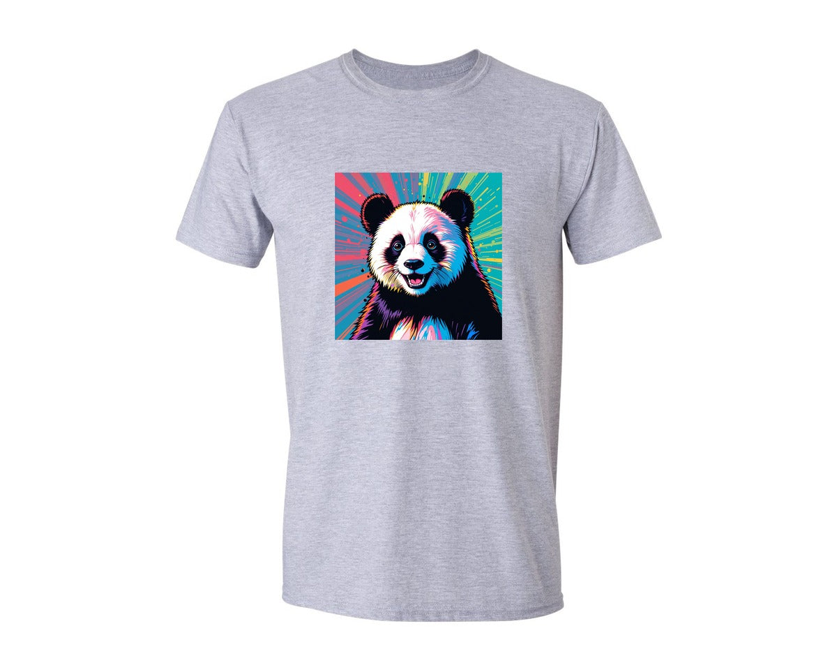 brand:Generic|color:Sports Grey / Athletic Heather|Trendy Vintage Panda Illustration Graphic T-Shirt