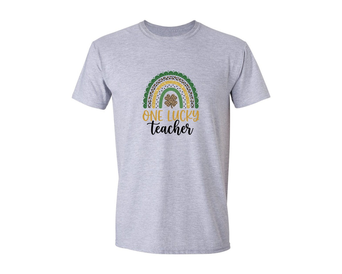 brand:Generic|color:Sports Grey / Athletic Heather|One Lucky Teacher St Patricks Day 18 Graphic T-Shirt