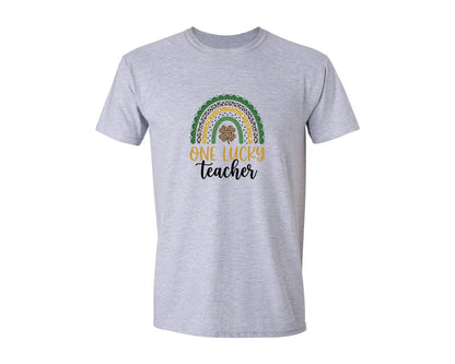 brand:Generic|color:Sports Grey / Athletic Heather|One Lucky Teacher St Patricks Day 18 Graphic T-Shirt