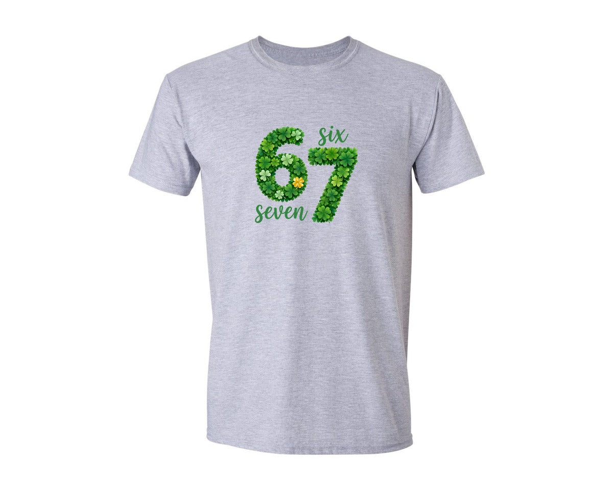 brand:Generic|color:Sports Grey / Athletic Heather|Six Seven Shamrock St Patricks Day Graphic T-Shirt