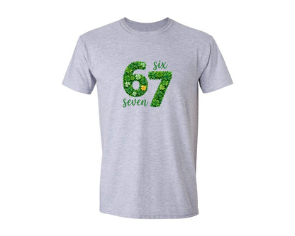 brand:Generic|color:Sports Grey / Athletic Heather|Six Seven Shamrock St Patricks Day Graphic T-Shirt