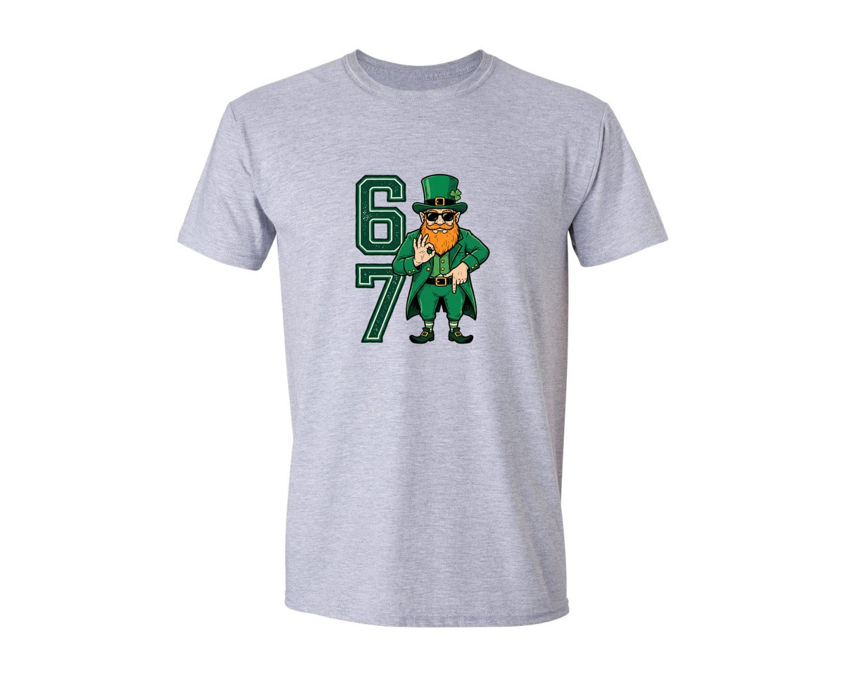 brand:Generic|color:Sports Grey / Athletic Heather|Six Seven Leprechaun St Patricks Graphic T-Shirt
