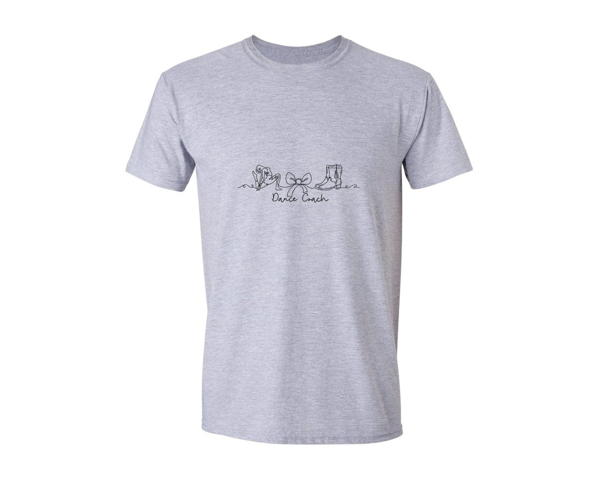 brand:Generic|color:Sports Grey / Athletic Heather|Dance Team Single Line Art Graphic T-Shirt