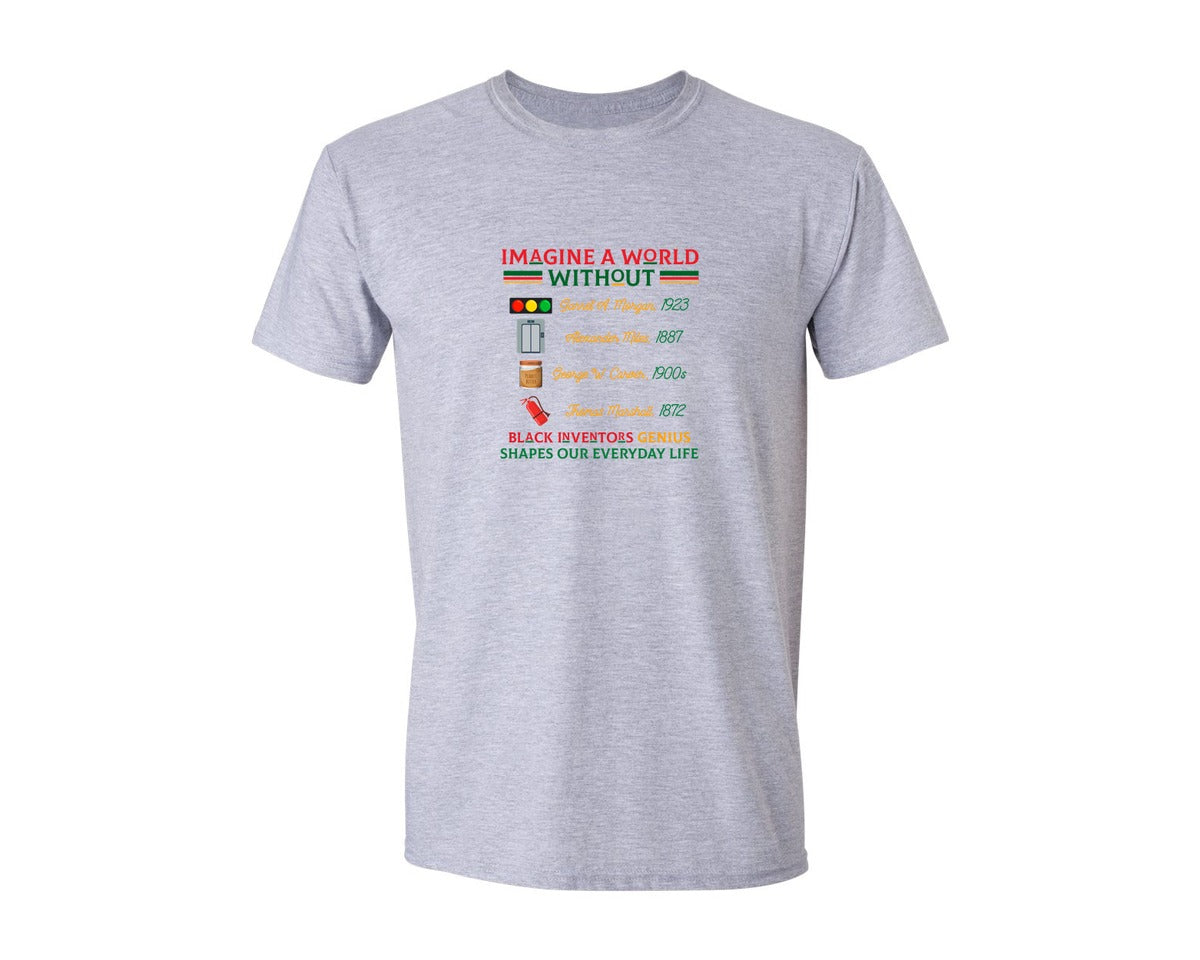 brand:Generic|color:Sports Grey / Athletic Heather|Black Inventors Genius Black History Graphic T-Shirt