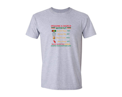 brand:Generic|color:Sports Grey / Athletic Heather|Black Inventors Genius Black History Graphic T-Shirt