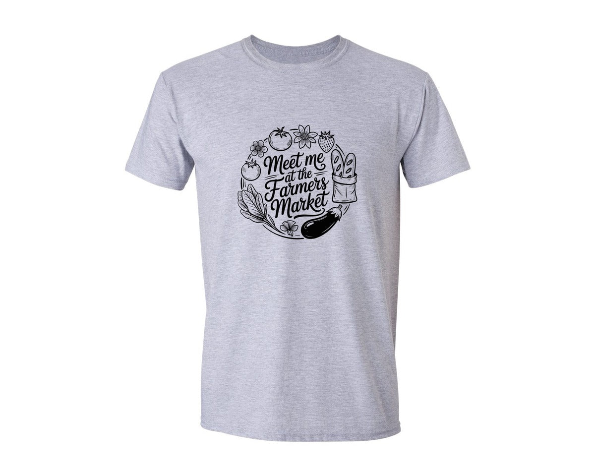 brand:Generic|color:Sports Grey / Athletic Heather|Meet Me At The Farmers Market Summer Graphic T-Shirt