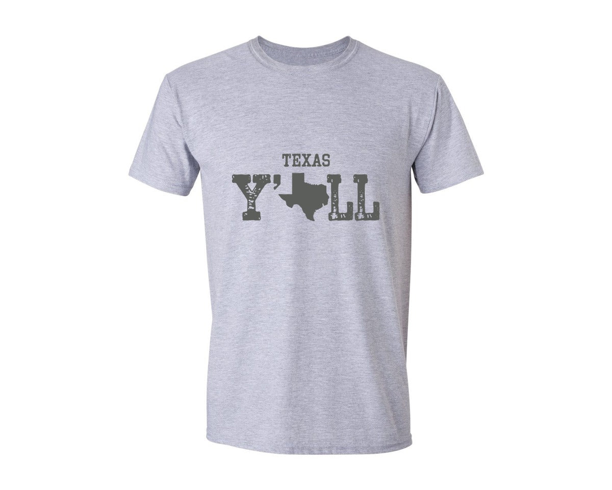 brand:Generic|color:Sports Grey / Athletic Heather|Texas Yall Southern Humor Western Pride Graphic T-Shirt