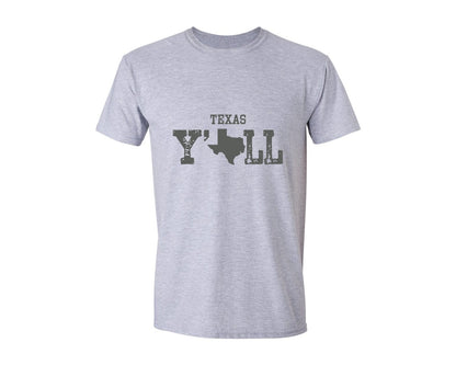 brand:Generic|color:Sports Grey / Athletic Heather|Texas Yall Southern Humor Western Pride Graphic T-Shirt