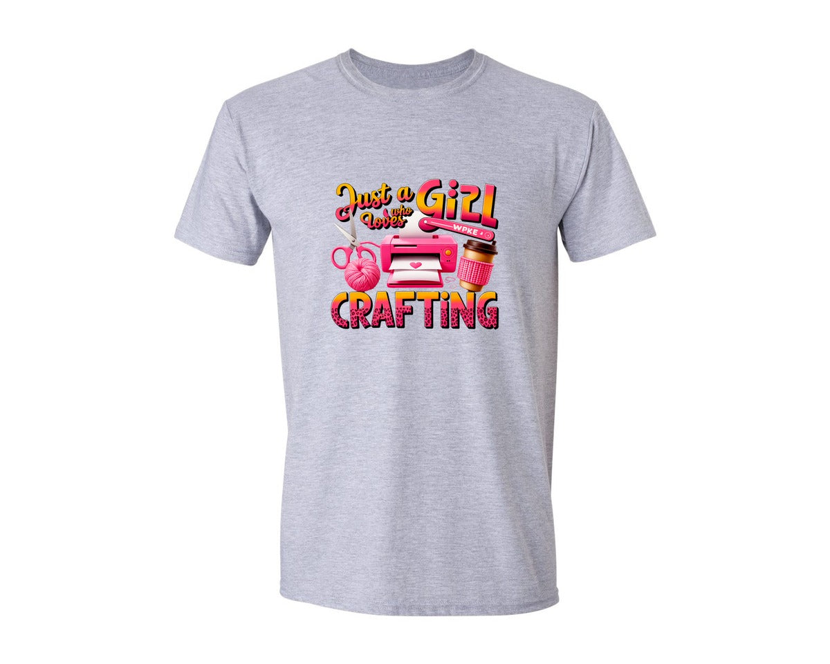 brand:Generic|color:Sports Grey / Athletic Heather|Just A Girl Who Loves Crafting 2 Graphic T-Shirt