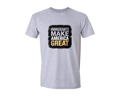 brand:Generic|color:Sports Grey / Athletic Heather|Immigrants Make America Great Text Graphic T-Shirt