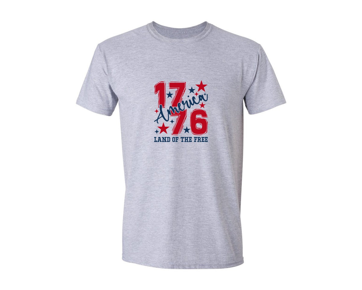 brand:Generic|color:Sports Grey / Athletic Heather|1776 America Land Of The Free Sublimatio Graphic T-Shirt