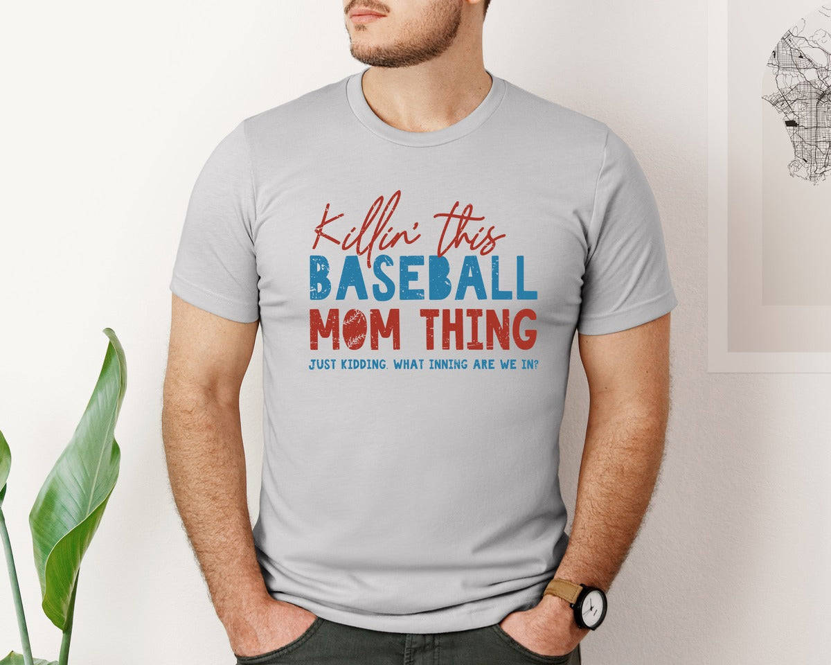 brand:Bella Canvas|color:Sports Grey / Athletic Heather|Funny Baseball Mom Thing Graphic T-Shirt