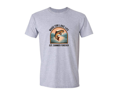brand:Generic|color:Sports Grey / Athletic Heather|Vintage Fishing Summer T Shirt Design Graphic T-Shirt
