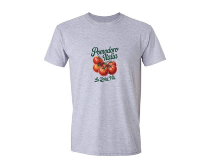 brand:Generic|color:Sports Grey / Athletic Heather|Pomodoro Italia La Dolce Vita Tomato Graphic T-Shirt