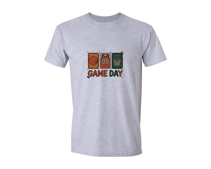 brand:Generic|color:Sports Grey / Athletic Heather|Game Day Basketball Faux Yarn Game 3 Graphic T-Shirt