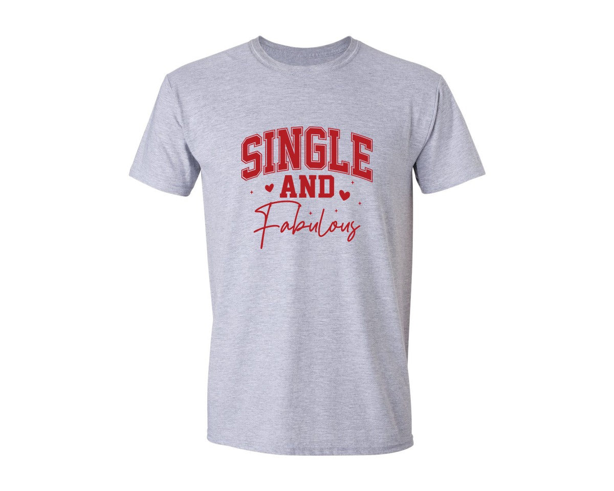 brand:Generic|color:Sports Grey / Athletic Heather|Single And Fabulous Anti Valentine 4 Graphic T-Shirt