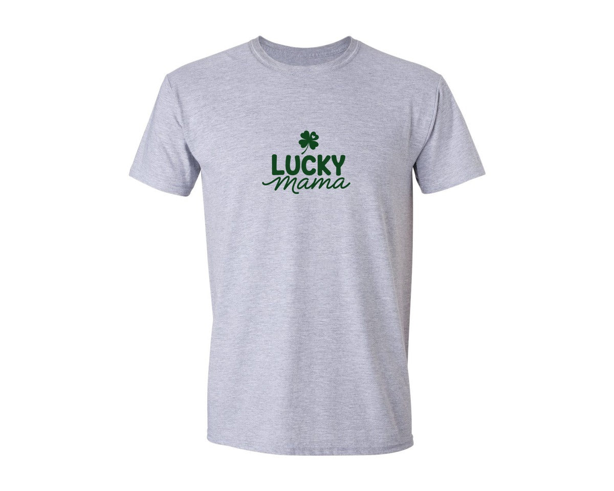 brand:Generic|color:Sports Grey / Athletic Heather|Lucky Mama Patricks Day Shamrock Graphic T-Shirt