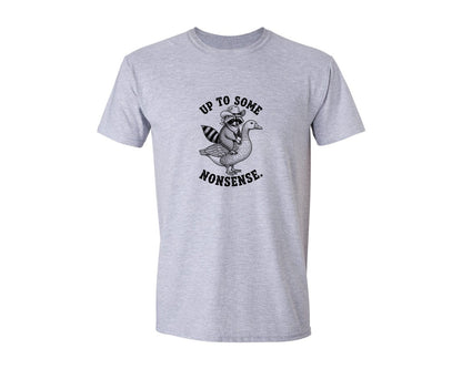 brand:Generic|color:Sports Grey / Athletic Heather|Funny Raccoon Riding Goose Vintage Graphic T-Shirt