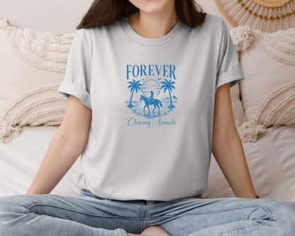 brand:Bella Canvas|color:Sports Grey / Athletic Heather|Summer Cowgirl Forever Chasing Sunsets Graphic T-Shirt
