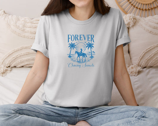 Summer Cowgirl Forever Chasing Sunsets Graphic T-Shirt