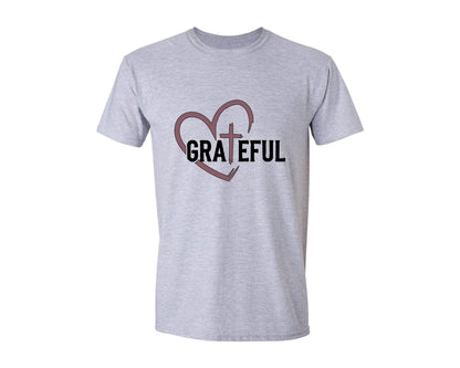 brand:Generic|color:Sports Grey / Athletic Heather|Grateful Cross Faith Bible Verse Graphic T-Shirt