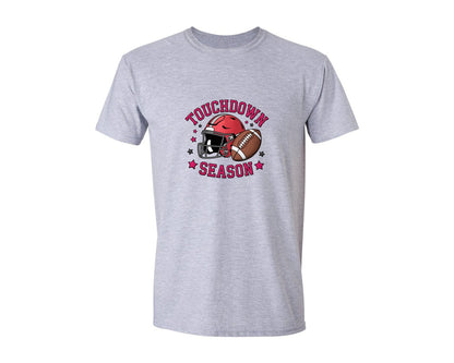 brand:Generic|color:Sports Grey / Athletic Heather|Crochet Football Touchdown Season De Graphic T-Shirt