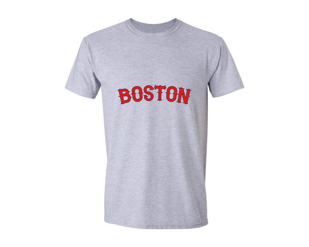 brand:Generic|color:Sports Grey / Athletic Heather|Boston Lettering Typography Graphic T-Shirt