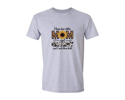 brand:Generic|color:Sports Grey / Athletic Heather|Mom Grammy Sunflower Cowhide Graphic T-Shirt