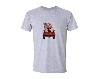 brand:Generic|color:Sports Grey / Athletic Heather|4Th Of July Dogs Truck Patriotic Graphic T-Shirt