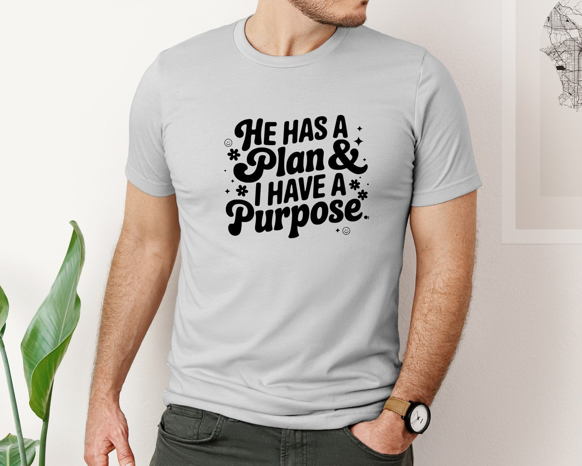 brand:Bella Canvas|color:Sports Grey / Athletic Heather|He Has A Plan And I Have A Purpose D Graphic T-Shirt