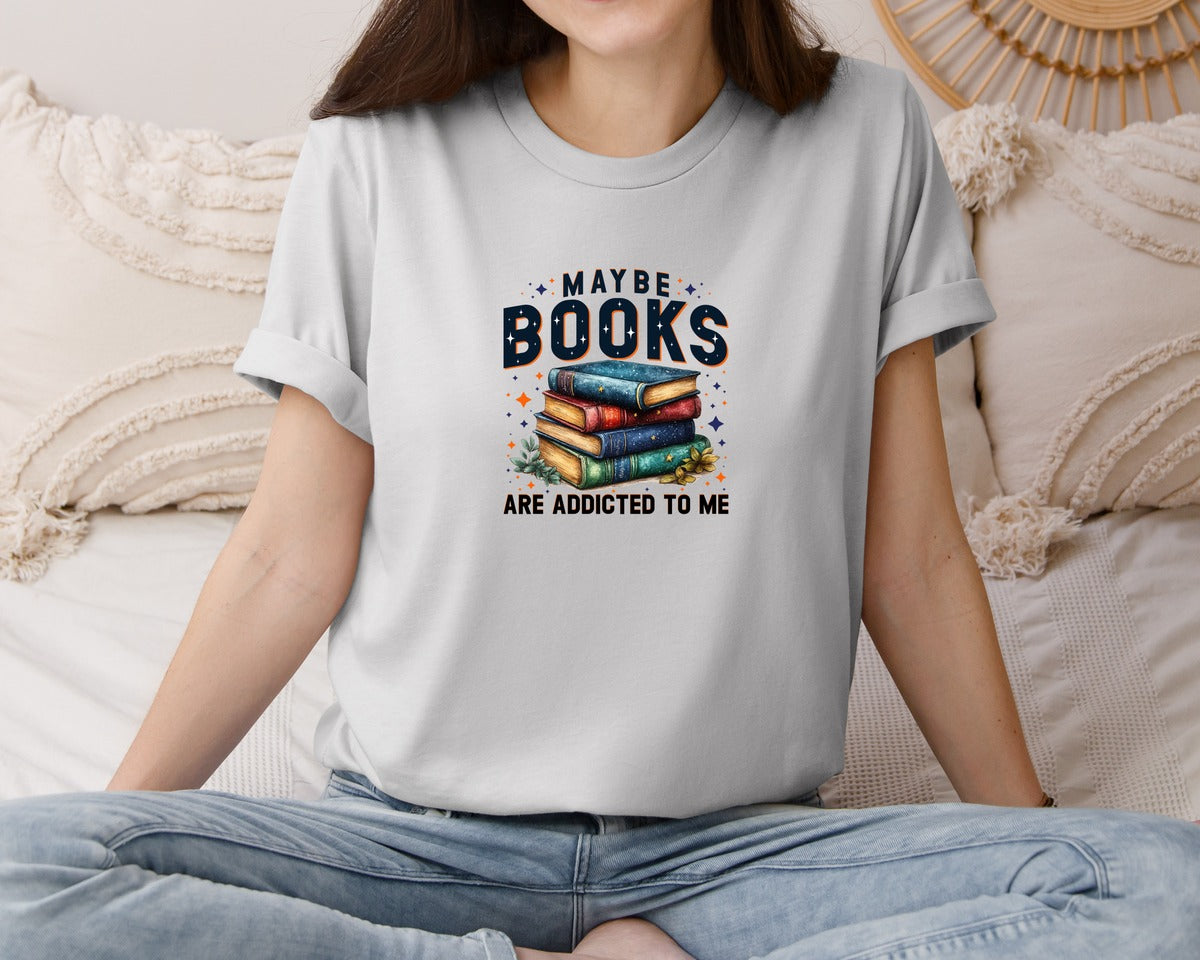 brand:Bella Canvas|color:Sports Grey / Athletic Heather|Maybe Books Are Addicted To Me 6 Graphic T-Shirt