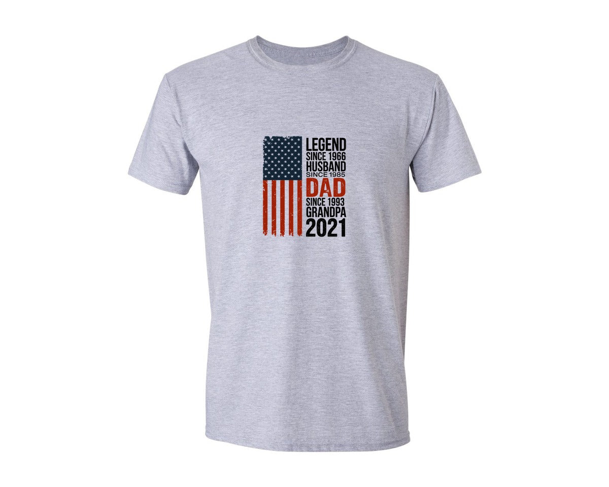 brand:Generic|color:Sports Grey / Athletic Heather|Patriotic Legend Dad Grandpa Flag Graphic T-Shirt