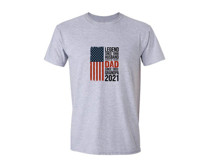 brand:Generic|color:Sports Grey / Athletic Heather|Patriotic Legend Dad Grandpa Flag Graphic T-Shirt