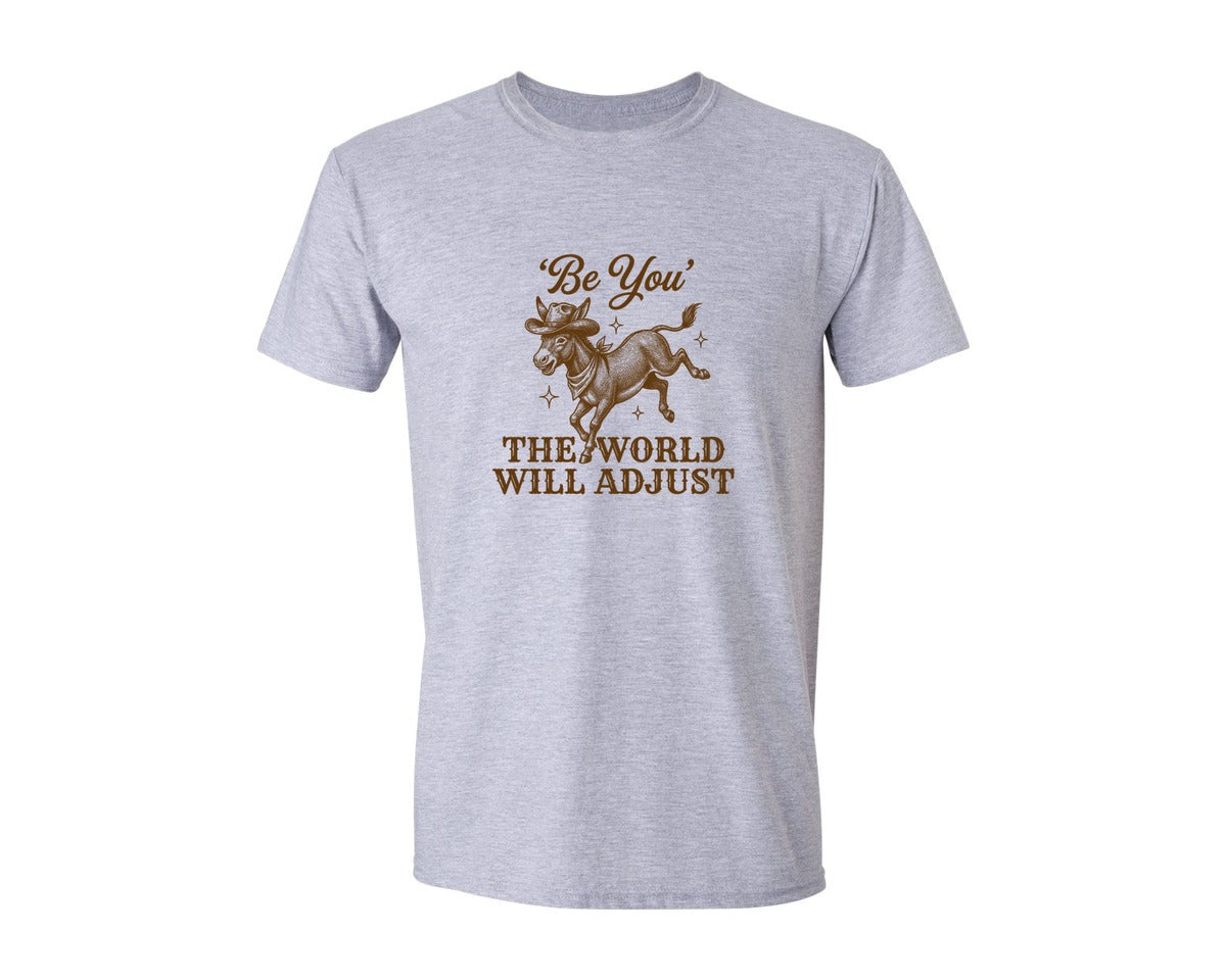 brand:Generic|color:Sports Grey / Athletic Heather|Be You The World Will Adjust 2 Graphic T-Shirt